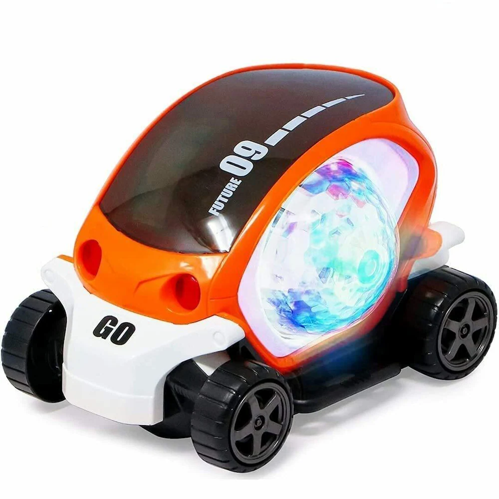 360 Degree Rotation 09 Future Car for Kids Rotating Stunt Car Bump and Go Toy with 4d Lights, Dancing Toy, Battery Operated Toy for Boys and Girls Multicolor