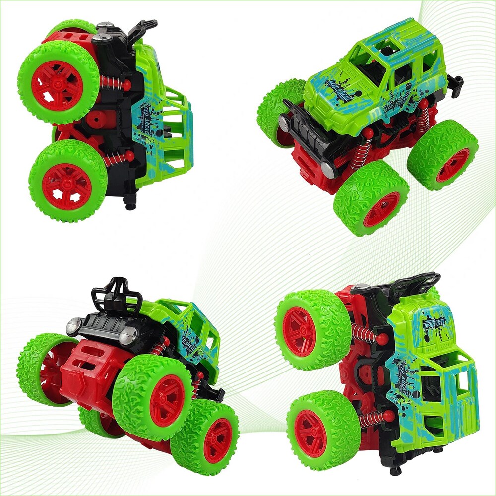 GRAPHENE Monster Truck for Boys 3 4 5 6 7 Year Old,Push and Go Friction Powered Car Toys, Double-Directions Inertia Pull Back Vehicle Set,Birthday Party Gift for Kids (‎Multicolor)