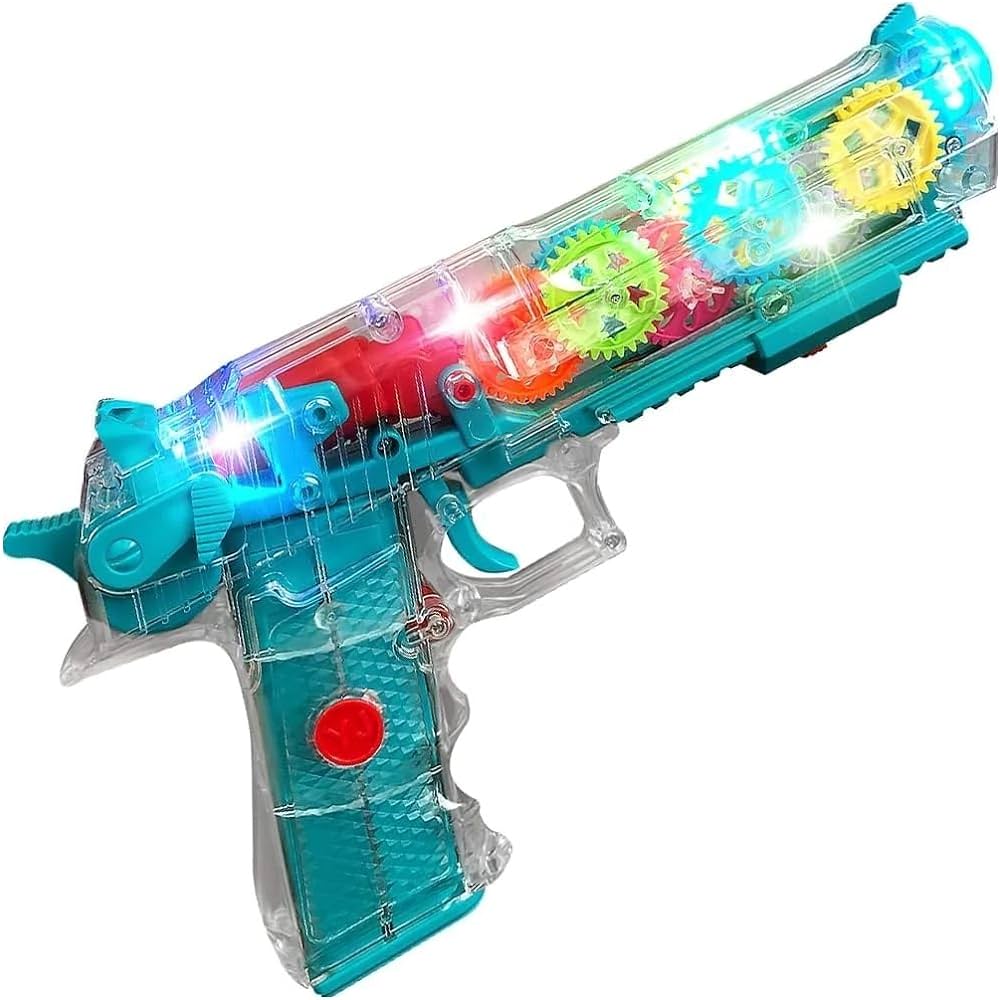 Goyal's Musical Transparent Gear Vibration Mechanical Gun Toys with Multi Mode Switching LED Flashing Lights and Sound Effects for Kids Boys Girls (Gear Gun)