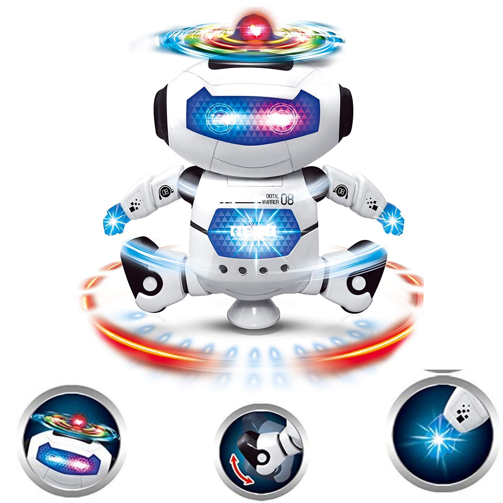 VRION® Robot Toy,Robot Dancing All Direction Rotation Robot with Colorful Lights and Music Dancing Robot Toys for Boys and Girls | Pack of 1 I Multicolor (Style 3)