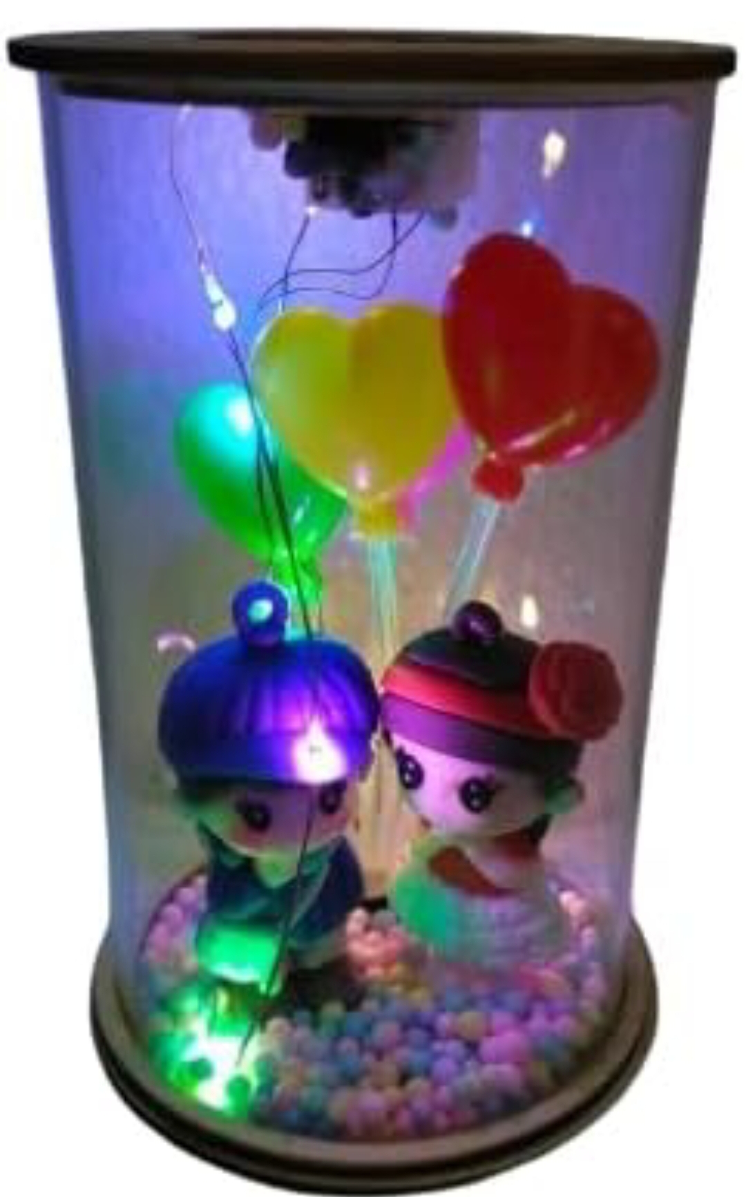 PRINCY Stationery and Gift Item Glass Cute Couple showpiece with Light Best Valentines Day Gift for Girlfriend Boyfriend (Multicolor) 50% off