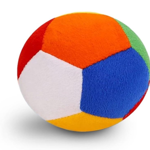 Kidbea Nylon Soft Plush Baby Ball With Rattle Sound (Size 26 Cm, M, Multi Color, Softball)