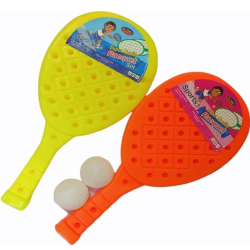SizeOne Size BrandSIZZLER TOYS Grip Size4 inches SportTennis MaterialPlastic Frame MaterialPlastic 1 Pair of Racket with 2 pcs Ball, play with it table tennis as well as badminton as your choice best for kids to get rid of habbit of always use mobile game