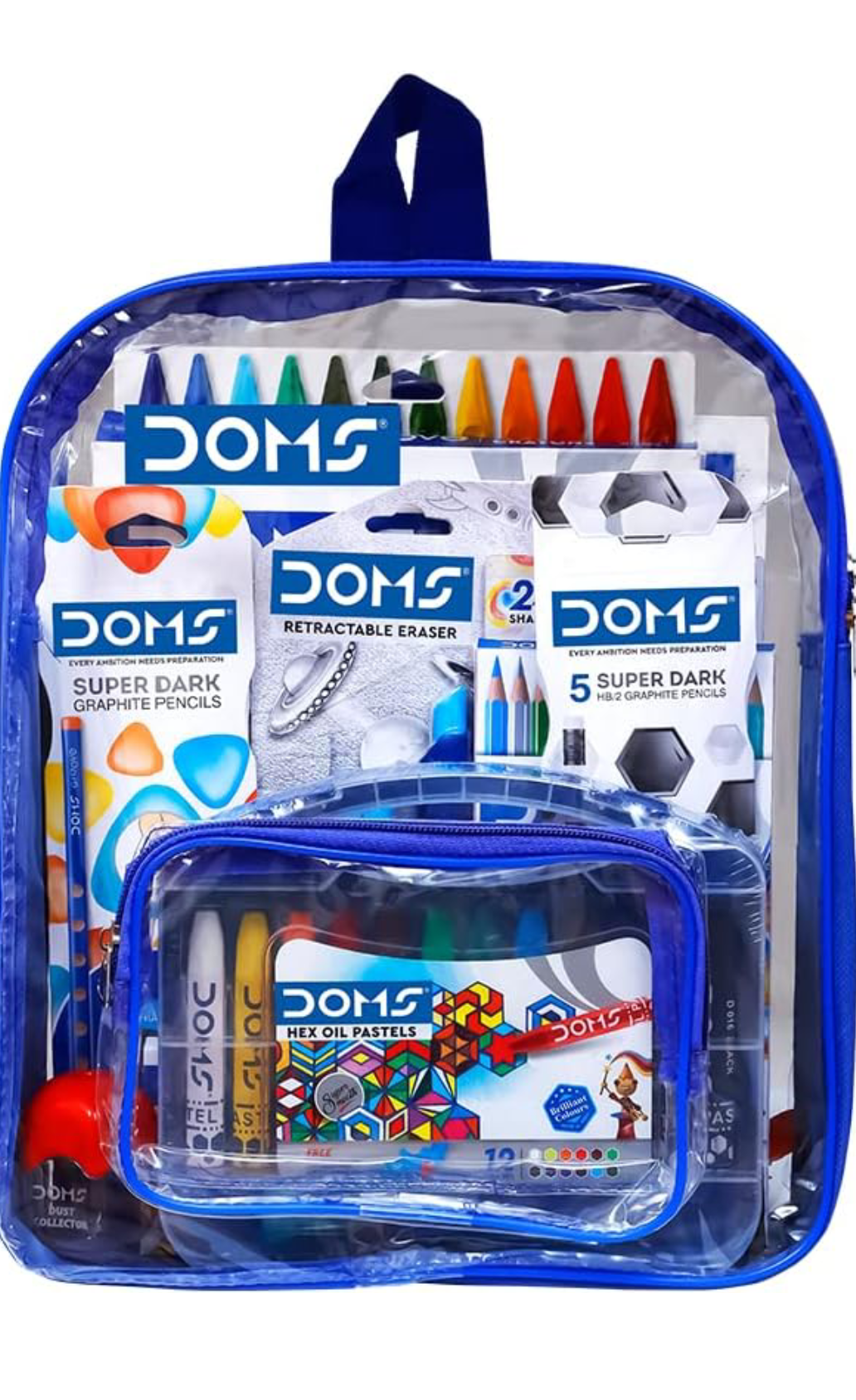 Doms Smart Kit | Comes With Transparent Zipper Bag | Perfect Value Pack | Kit For School Essentials | Gifting Range For Kids | Combination of 12 Stationery Items