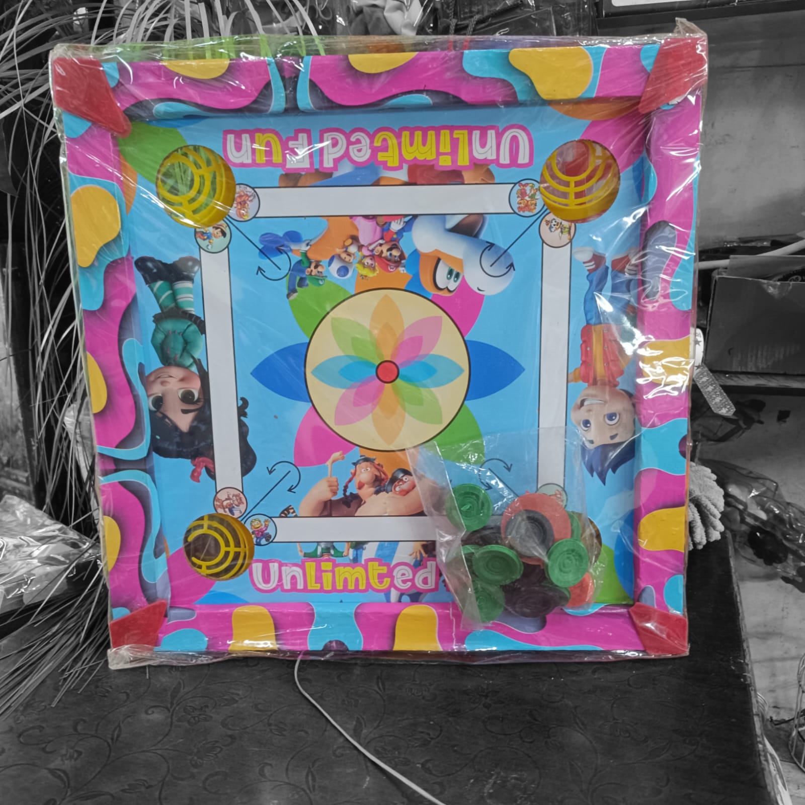 Colorful 2 in 1 Double Sided Mini Carrom Board with Ludo Game for Kids Boys Girls for Playing and Gifting Use Pack of 1