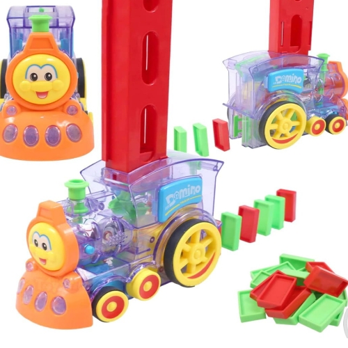 40 Pcs Domino Train Toy Set, Domino Rally Train Model with Lights and Sounds Construction and Stacking Toys - B