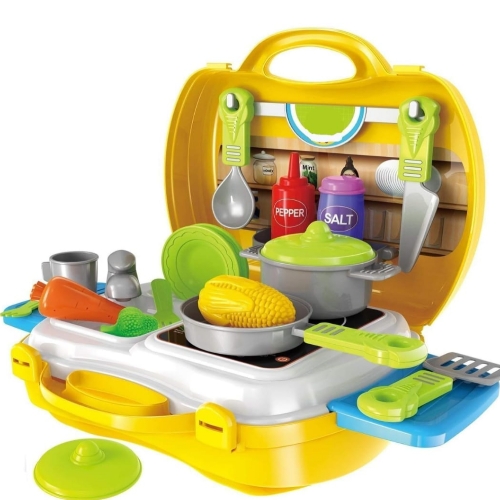 Ultimate Kid Chef Bring Along Kitchen Cooking Suitcase (27 Pieces) Luxury Kitchen Set Cooking Toy with Briefcase Kitchen Food Play Set for Girls &amp; Boys (New)-Made in India