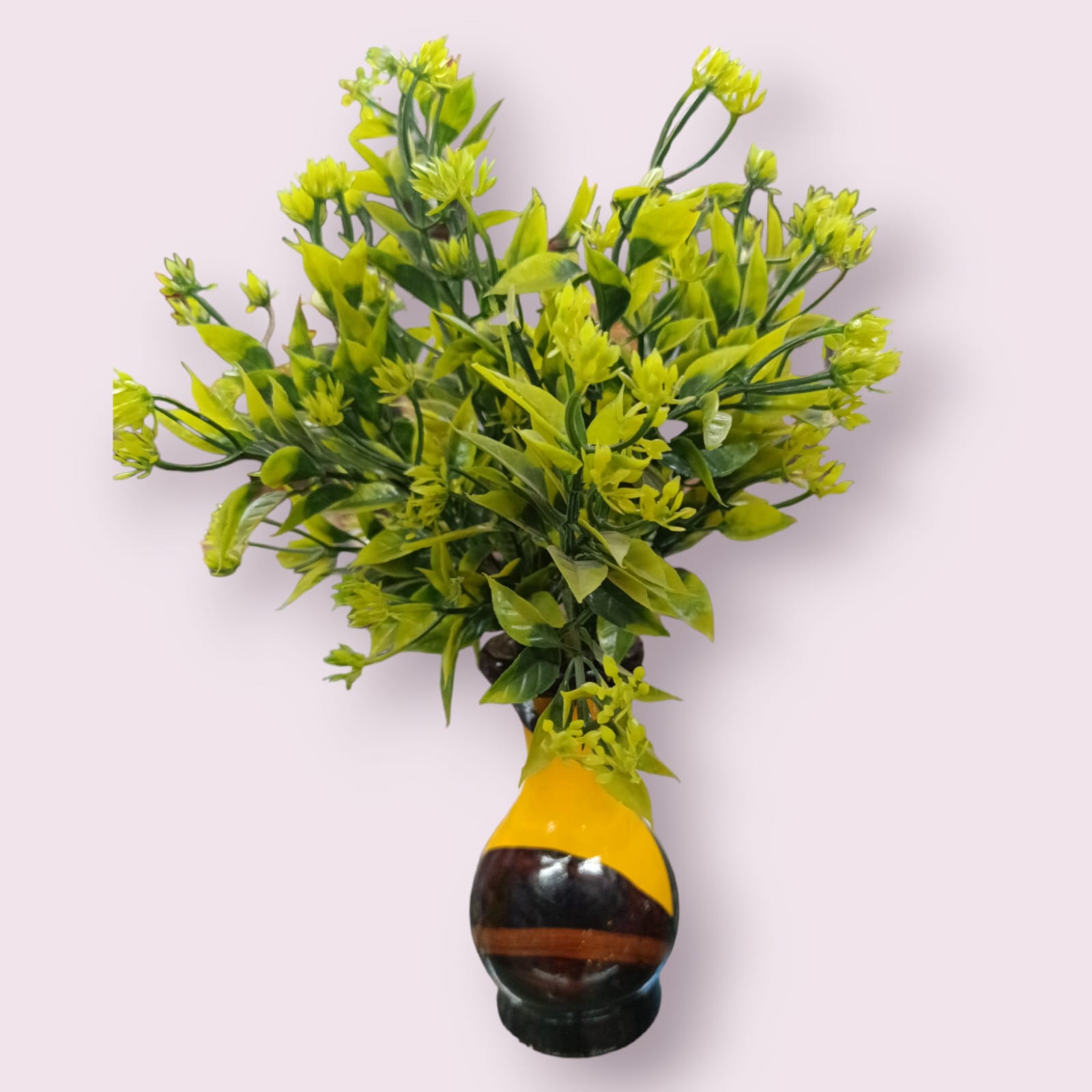 "Vibrant Green Plant in Yellow Wooden Pot: A Splash of Sunshine for Your Space"