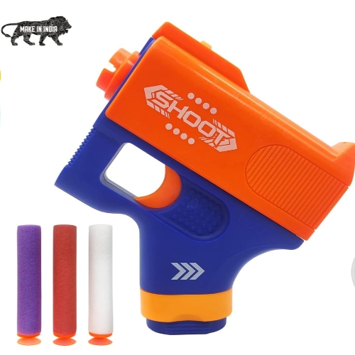 Durable and Safe Design Set of Two Compact and Light Soft Easy to Operate Playtime Toy Bullet Gun with Foam Bullets for Shooting Imaginary Targets (8+, Multicolor) 57% off
