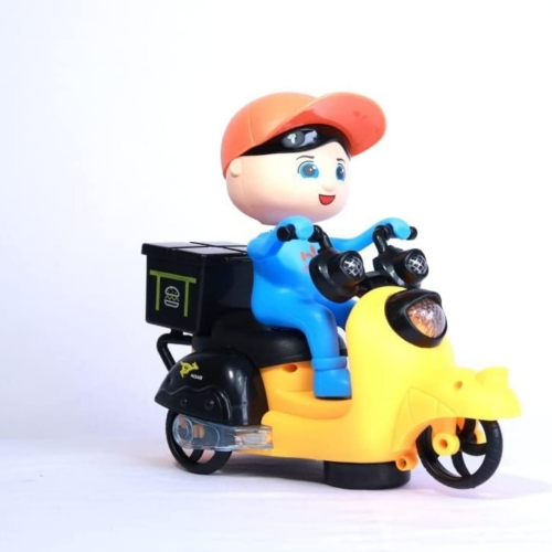 Toys Online Food Order Delivery Boy Motorcycle Vehicle Toy|Acousto-Optic Toy Dancing Toy with 5D Lights&amp;Music Bump&amp;Go Functions Musical Toy,Multicolor, Kids