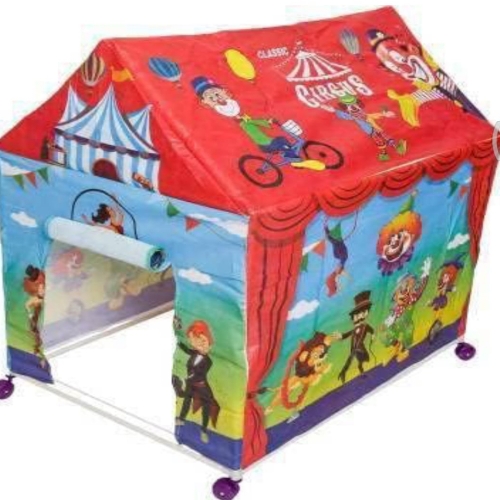CREATION Kid's Foldable Water Proof Play Tent House with LED Light and Wheels || Jumbo Size || Random Design